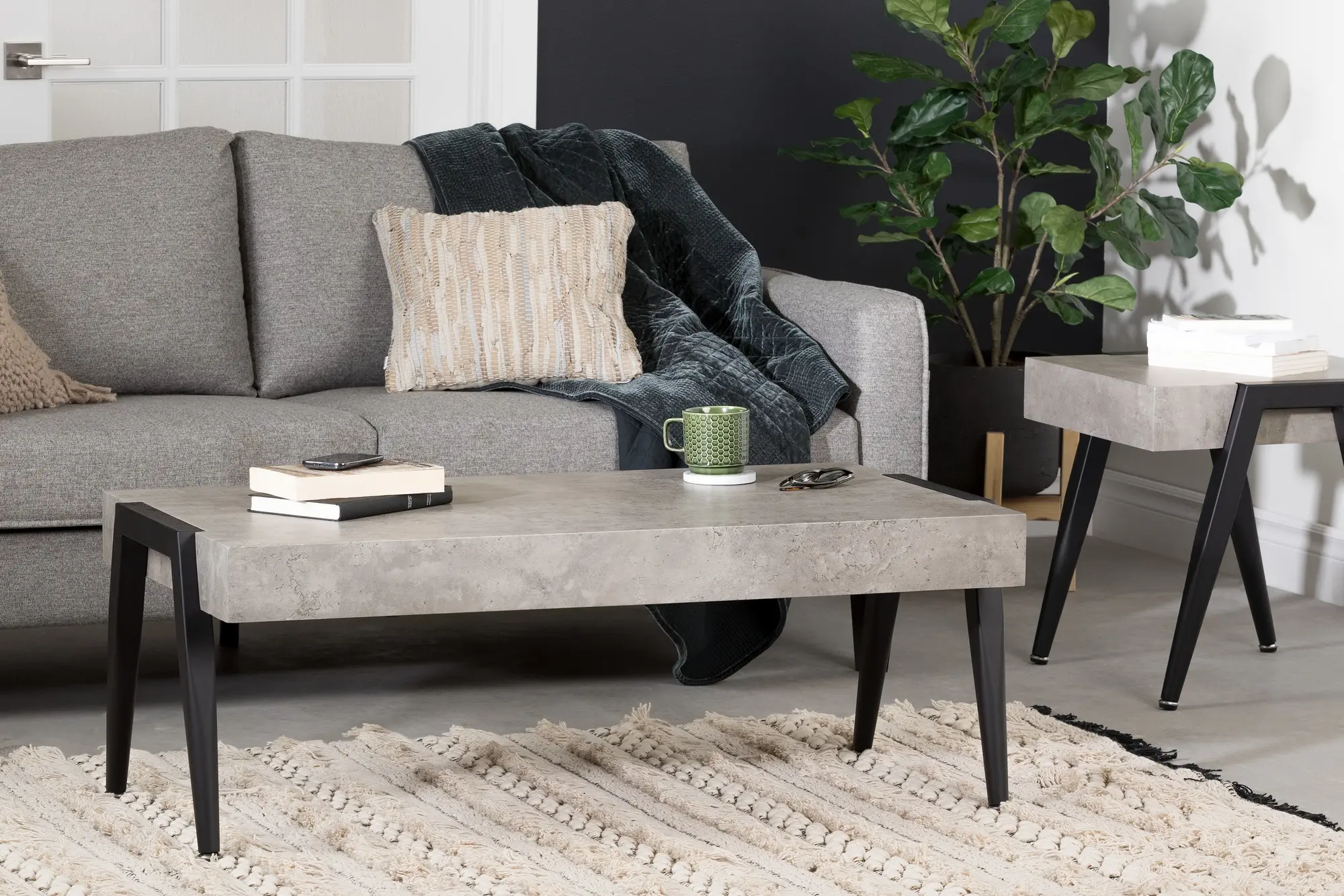 City Life Concrete Gray and Black Coffee Table - South Shore