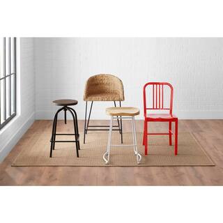 StyleWell Modern White Metal Backless Counter Stool with Wood Seat (Set of 2) RW812-24-WHT