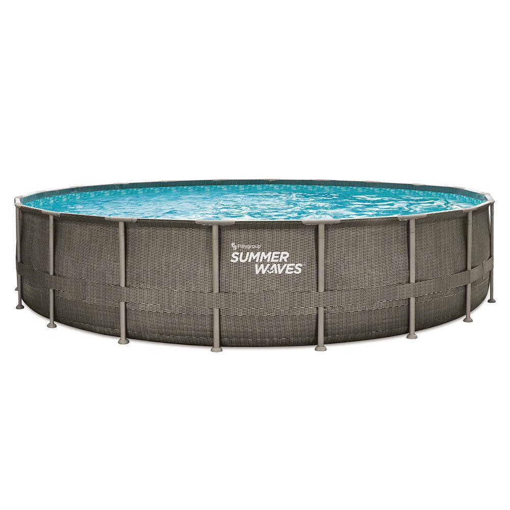 Summer Waves Elite Dark Basketweave 20 ft. Round 48 in. Deep Metal Frame Pool P4J02048D117