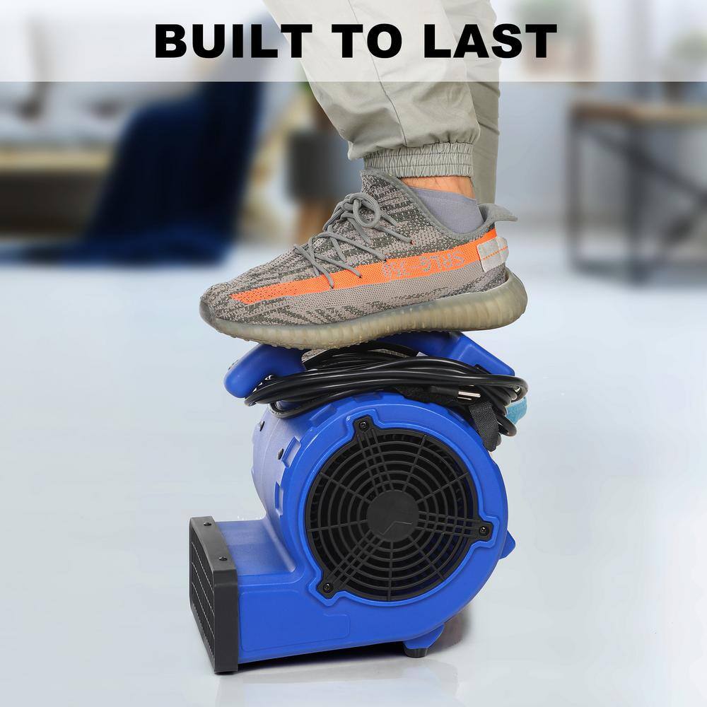 Lukvuzo 12 in. Blue 305 CFM Air Mover Mini Floor Blower Fan for Water Damage Carpet Dryer Floor Bathroom Exhaust Fan HDSA11FS028