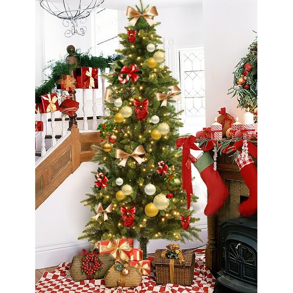 7Ft PreLit LED Artificial Slim Pine Christmas Tree