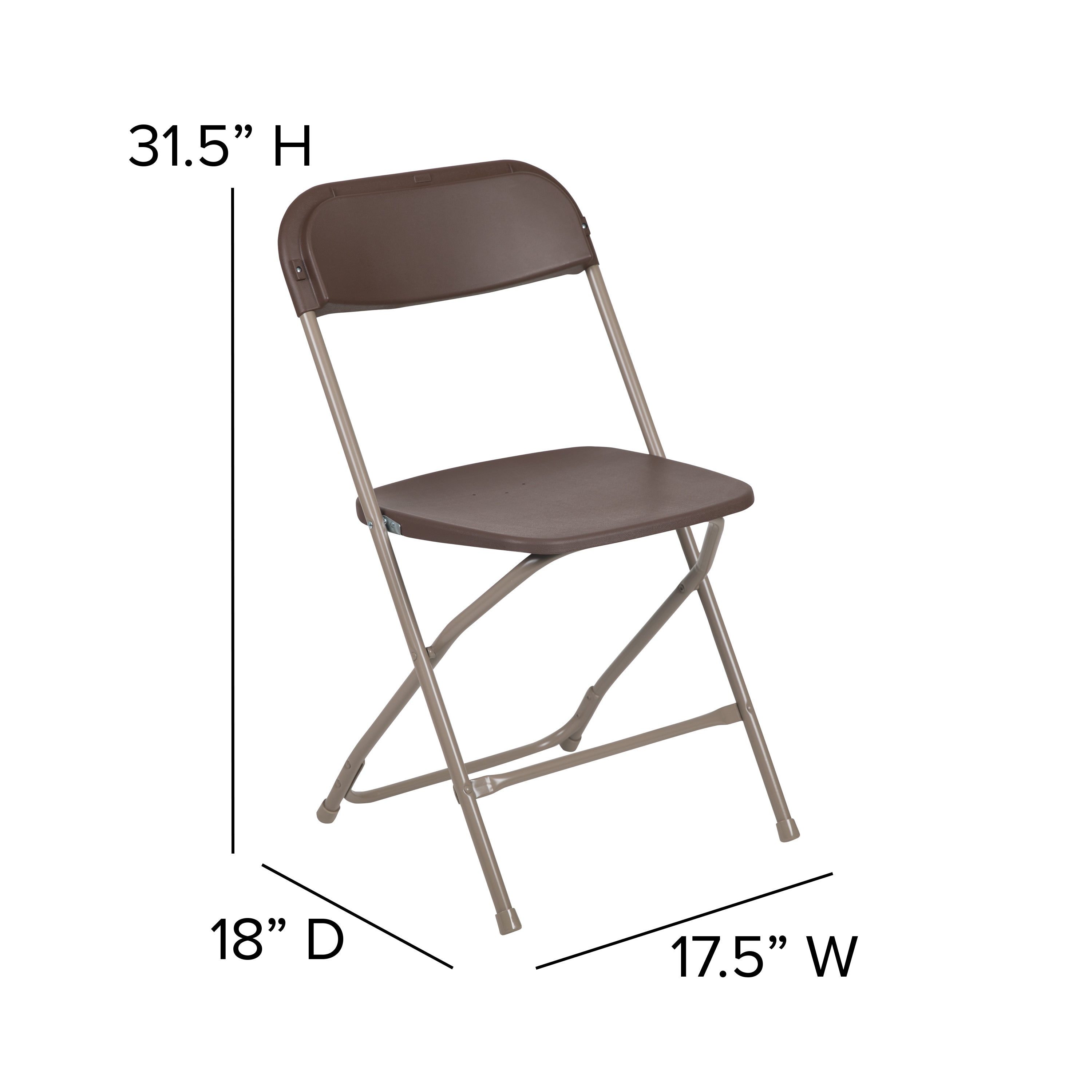 Flash Furniture Hercules™ Series Plastic Folding Chair - Brown - 10 Pack 650LB Weight Capacity Comfortable Event Chair-Lightweight Folding Chair