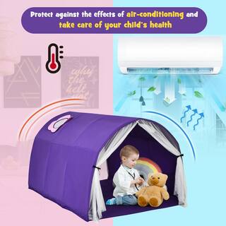 Costway Purple 2-Person Fabric Kids Bed Tent Play Tent with Carry Bag TY328040ZS