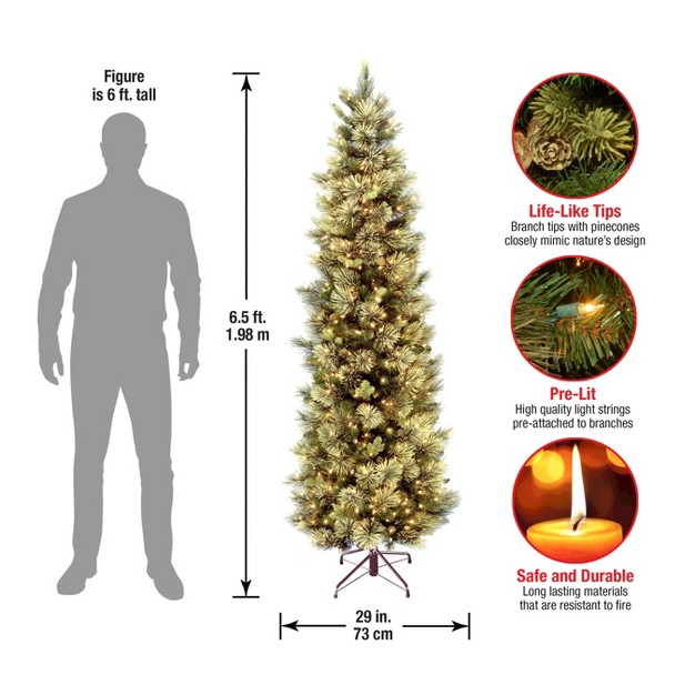 National Tree Company 6.5 Ft. Carolina Pine Slim Tree With Clear Lights