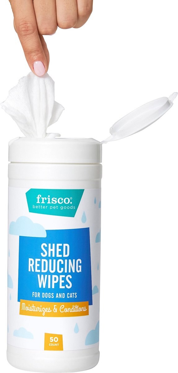 Frisco Shed Reducing Waterless Grooming Wipes for Dogs and Cats， 50 count