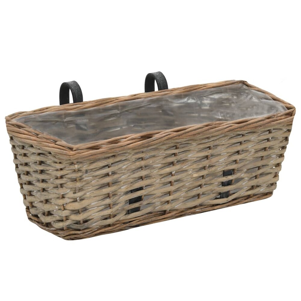 vidaXL Balcony Planter 2 pcs Wicker with PE Lining 15.7\