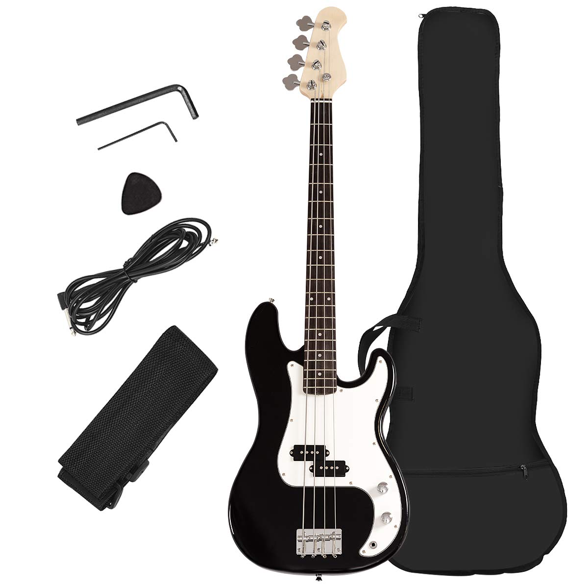 Costzon Full Size Electric 4 String Bass Guitar for Beginner Starter Complete Kit,w/Two Pickups & Two Tone Control