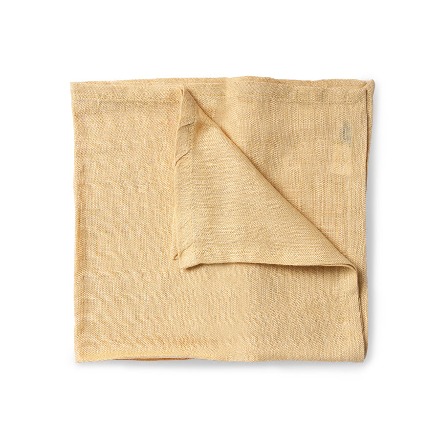 Natural linen soft yellow napkins (set of 2)