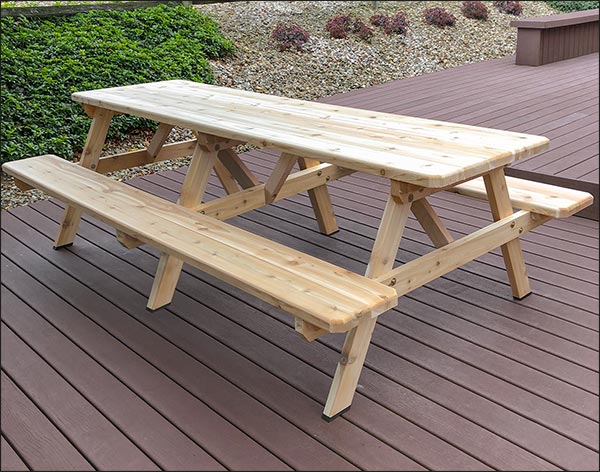 5' Red Cedar Picnic Table with Attached Benches