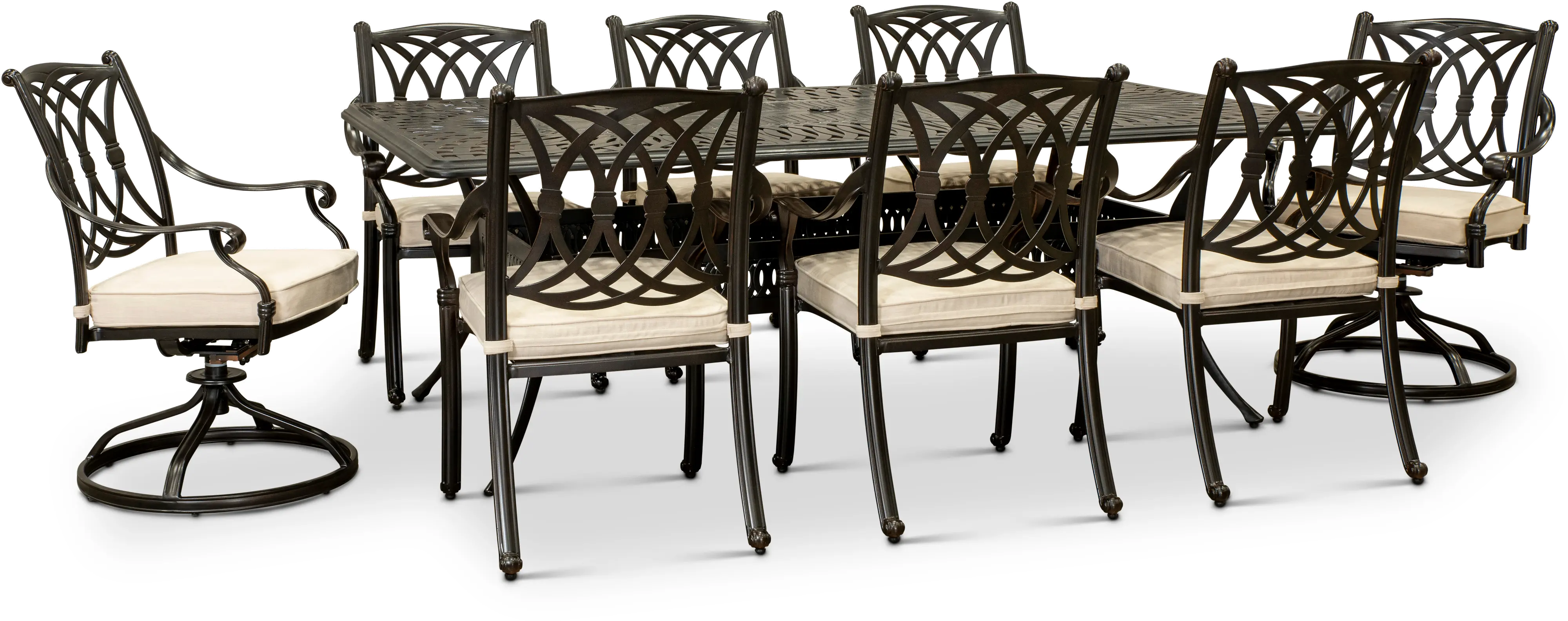 Montreal 9 Piece Swivel and Armchair Outdoor Dining Set