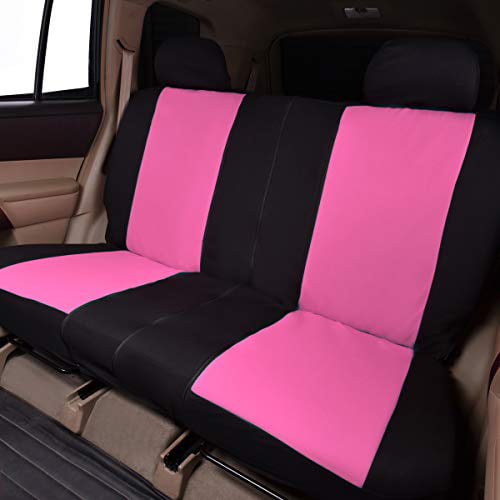 Flying Banner Car Seat Covers Full Set Front Seats and Rear Bench Polyester car seat Protectors Black Gray Purple airbag Compatible Rear Bench Split (Black Pink)