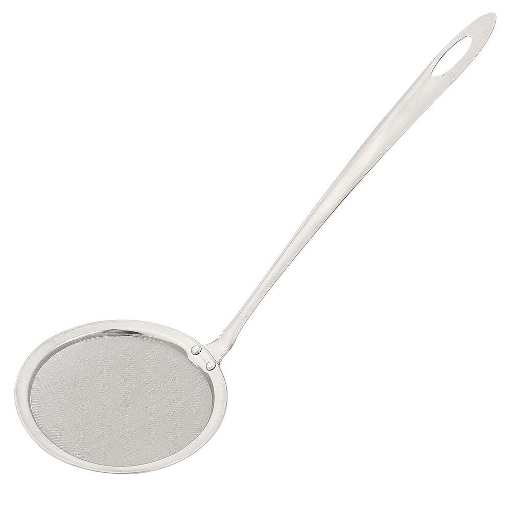 Mesh Stainless Steel Oval Food Oil Strainer Ladle 10cm Dia
