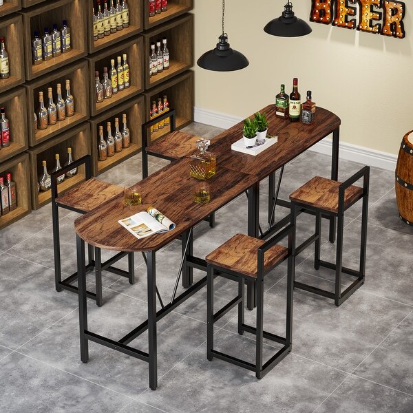 3-Piece Bar Table Set， Kitchen Pub Dining Table with 2 Bar Stools