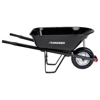 Husky 6 cu. ft. Steel Wheelbarrow with Flat Free Tire HWB3016