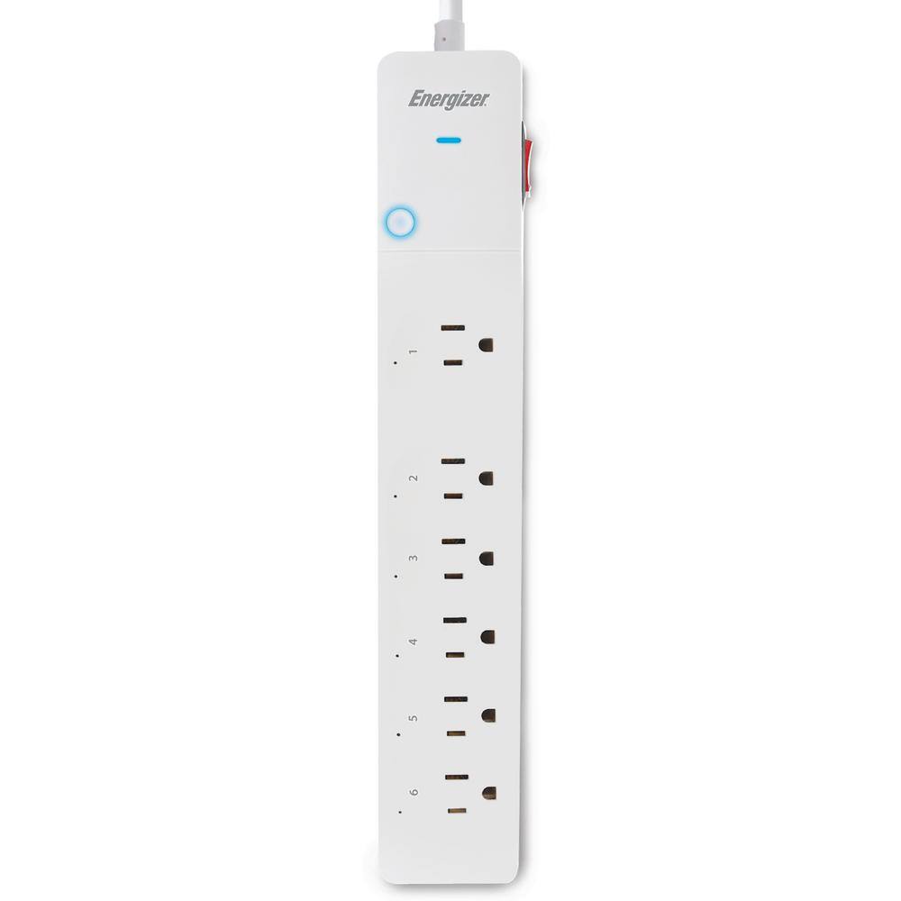 Energizer Smart Wi-Fi 6-Outlet Smart Surge Protector 1200 Joules Works With AlexaSiriGoogle EIS3-1004-WHT