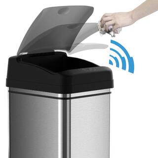 iTouchless 13 Gal. Stainless Steel Motion Sensing Touchless Trash Can with AC Adapter and Odor Control System DZT13PAC