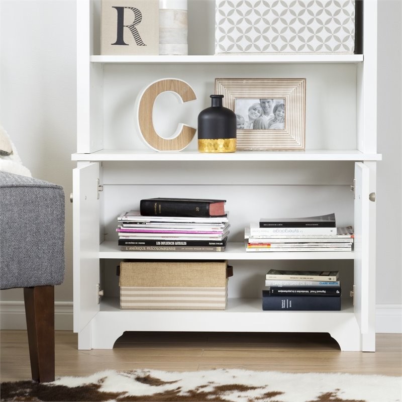 South Shore Vito 3 Shelf Bookcase With Doors  Pure White   Transitional   Bookcases   by Homesquare  Houzz