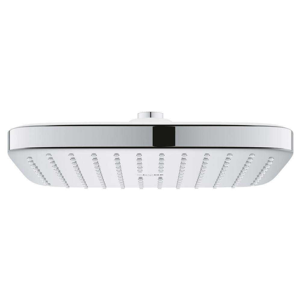 GROHE Tempesta 1-Spray Patterns with 1.75 GPM 10 in. H Cube Wall Mount Rain Fixed Shower Head in StarLight Chrome 26718000