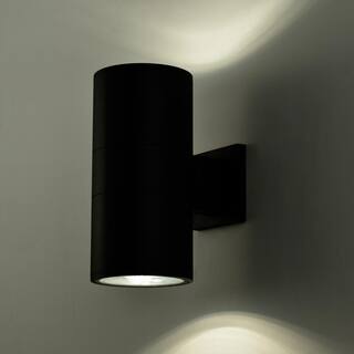 C Cattleya 2-Light Matte Black Cylinder Outdoor Wall Lantern Sconce CA1982-W