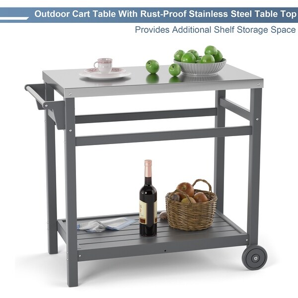 Outdoor Prep Cart Dining Table for Pizza Oven，Patio Grilling Backyard BBQ Grill