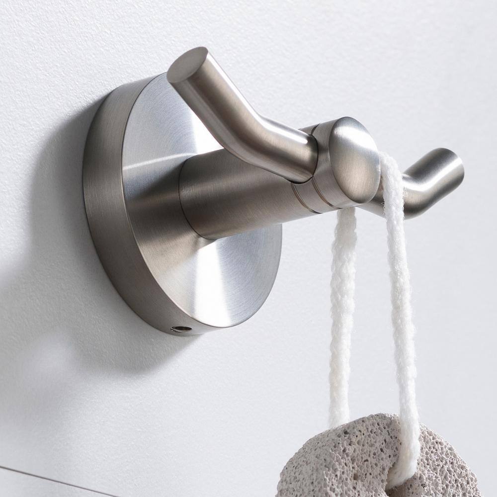 KRAUS Elie Bathroom Robe and Towel Double Hook in Brushed Nickel KEA-18802BN