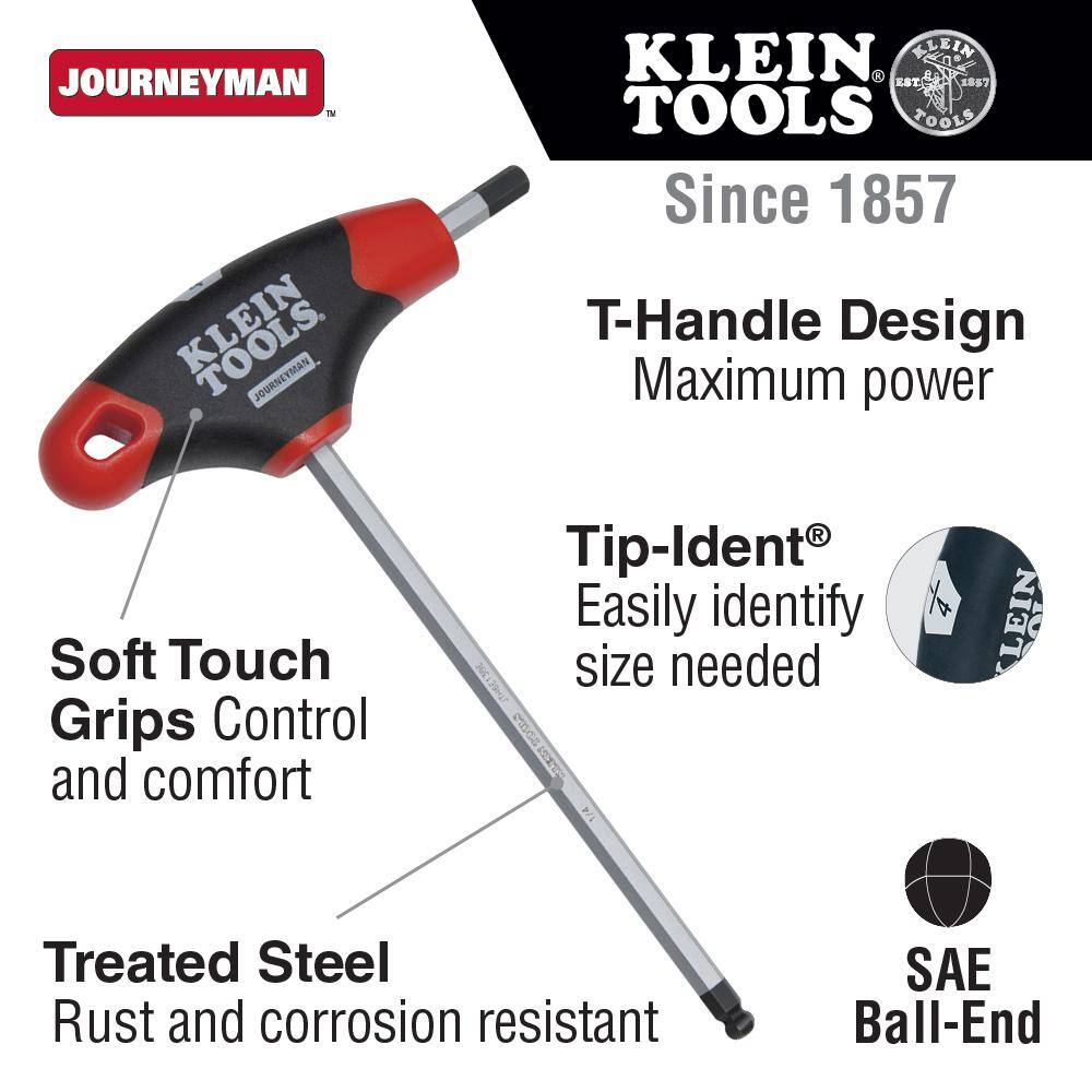 Klein Tools 18 in. Ball-End Journeyman T-Handle Hex Key 6 in. JTH6E08BE