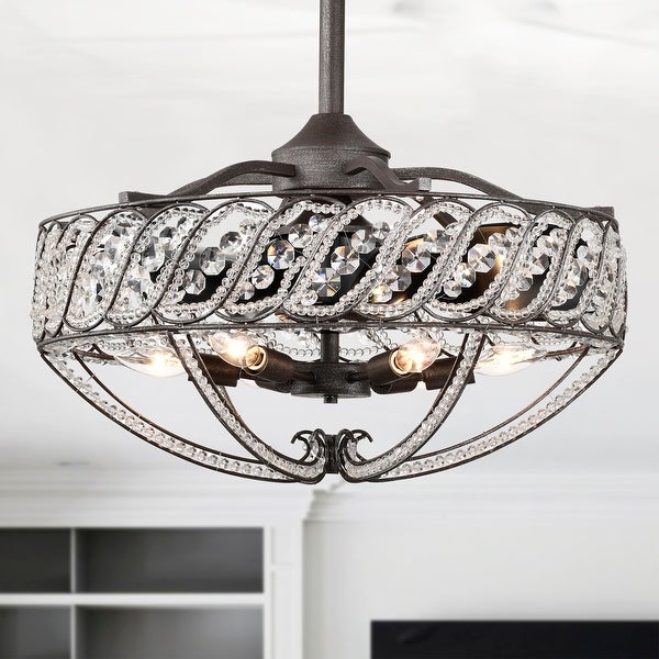 Sandi 24 Inch Glam Crystal Fandelier 6 Light with Remote Shopping - The Best Deals on Ceiling Fans | 40065852