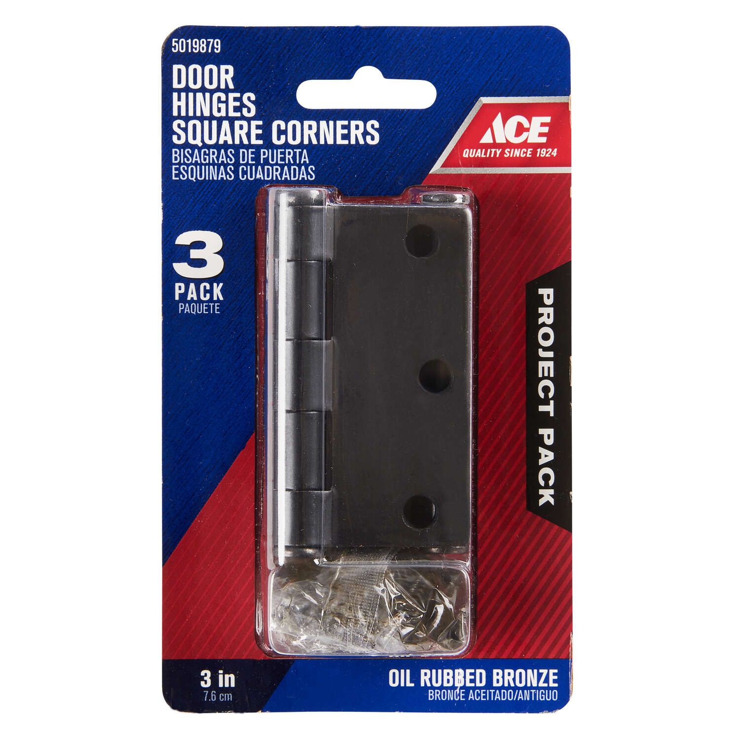 Ace 3 in. L Oil Rubbed Bronze Residential Door Hinge 3 pk