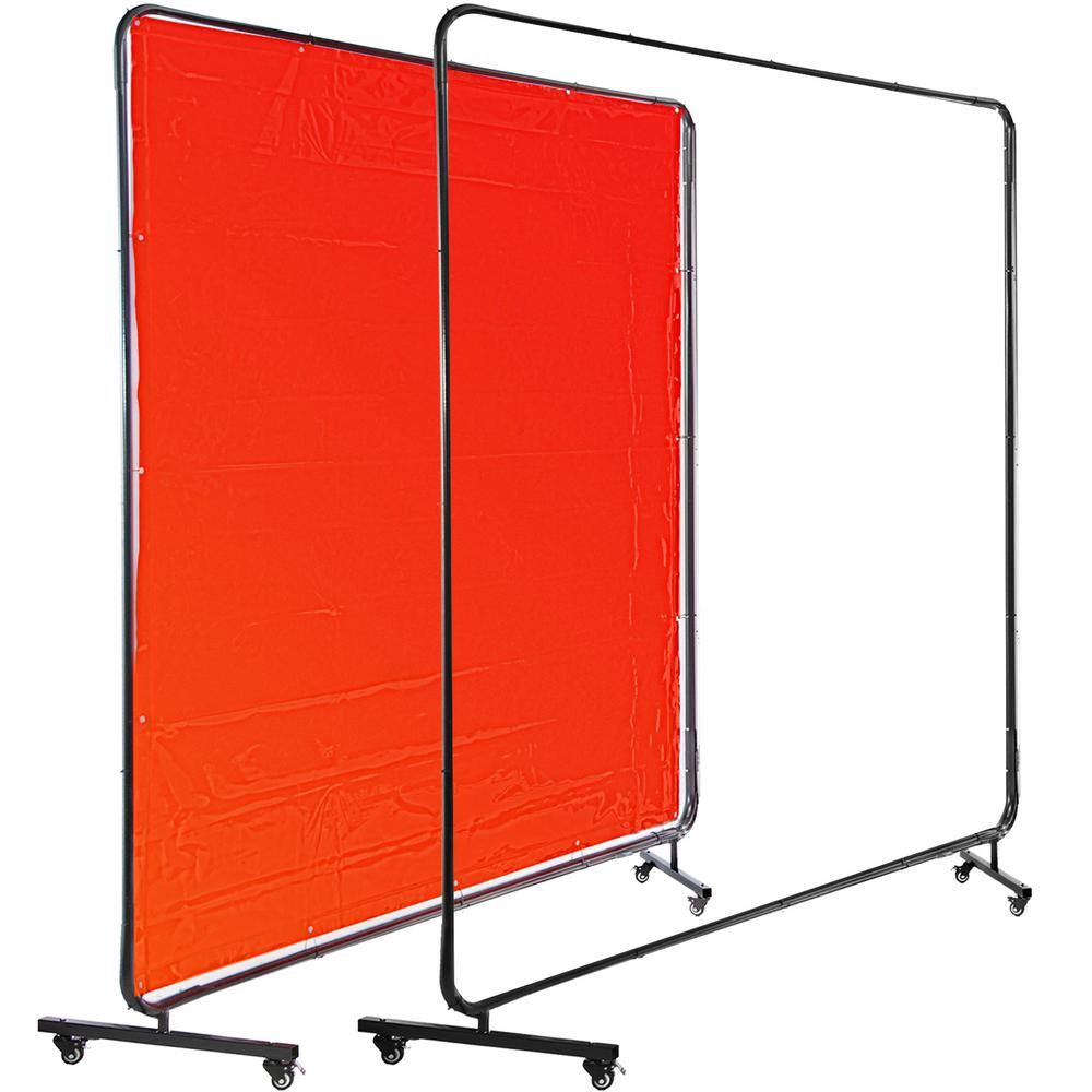 VEVOR Welding Screen 6 ft. x 6 ft. 3 Panel Welding Curtain Flame Retardant with Frame and Wheels adjustable Size Red GBRDSMHJL66YC0001V0