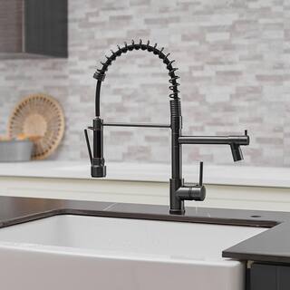 matrix decor Single Handle Standard Kitchen Faucet with LED in Matte Black MD-AL191ORBED