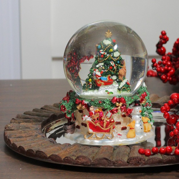 Christmas Tree And Santa Claus Musical Snow Globe