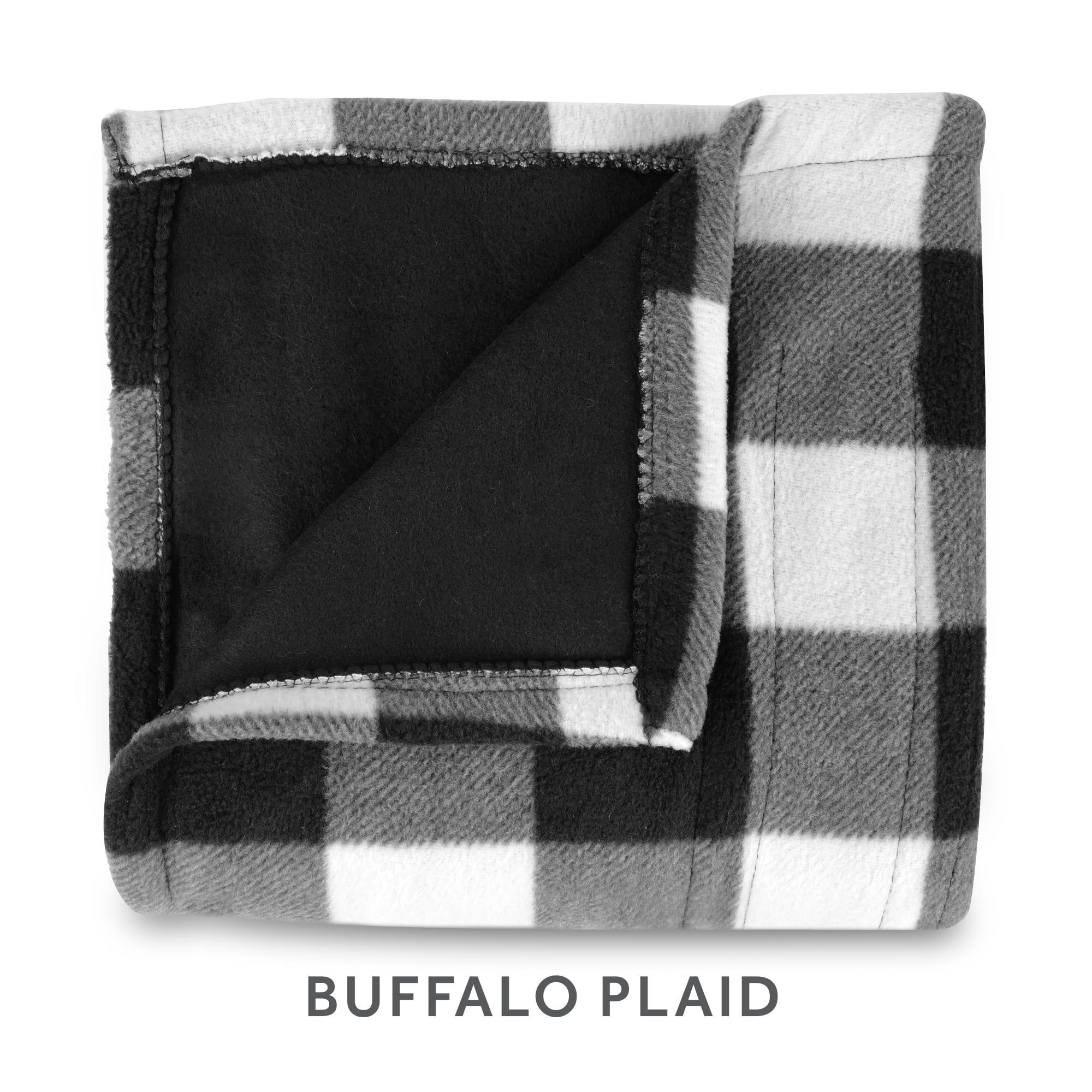 Sunbeam White Black Buffalo Plaid Fleece Electric Heated Throw， 50