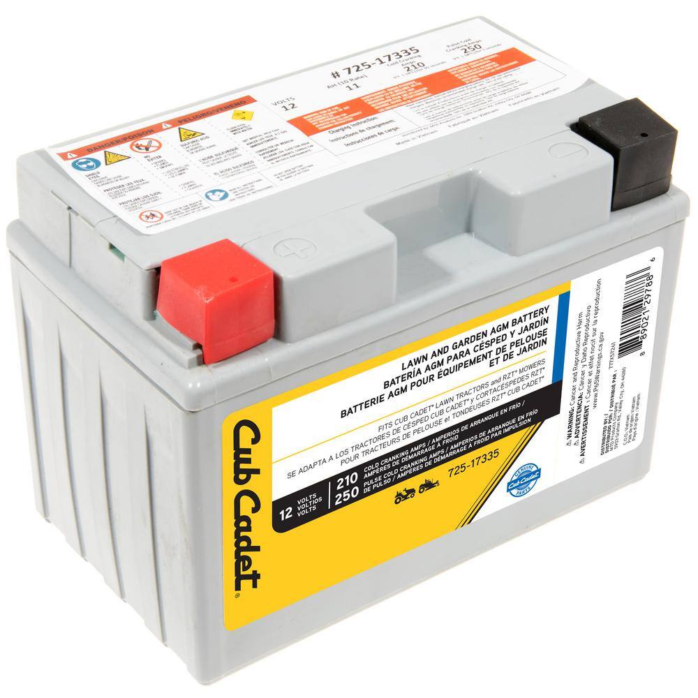 Cub Cadet Replacement 12-Volt 11 Ah 210 CCA Sealed AGM Riding Lawn Mower Battery 725P17335