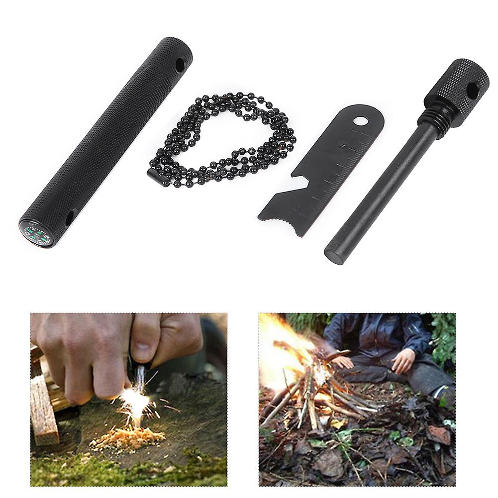 Strong Magnesium Rod Outdoor Camping Compass Fire Start Stick Anti-corrosion Flintstoneblack