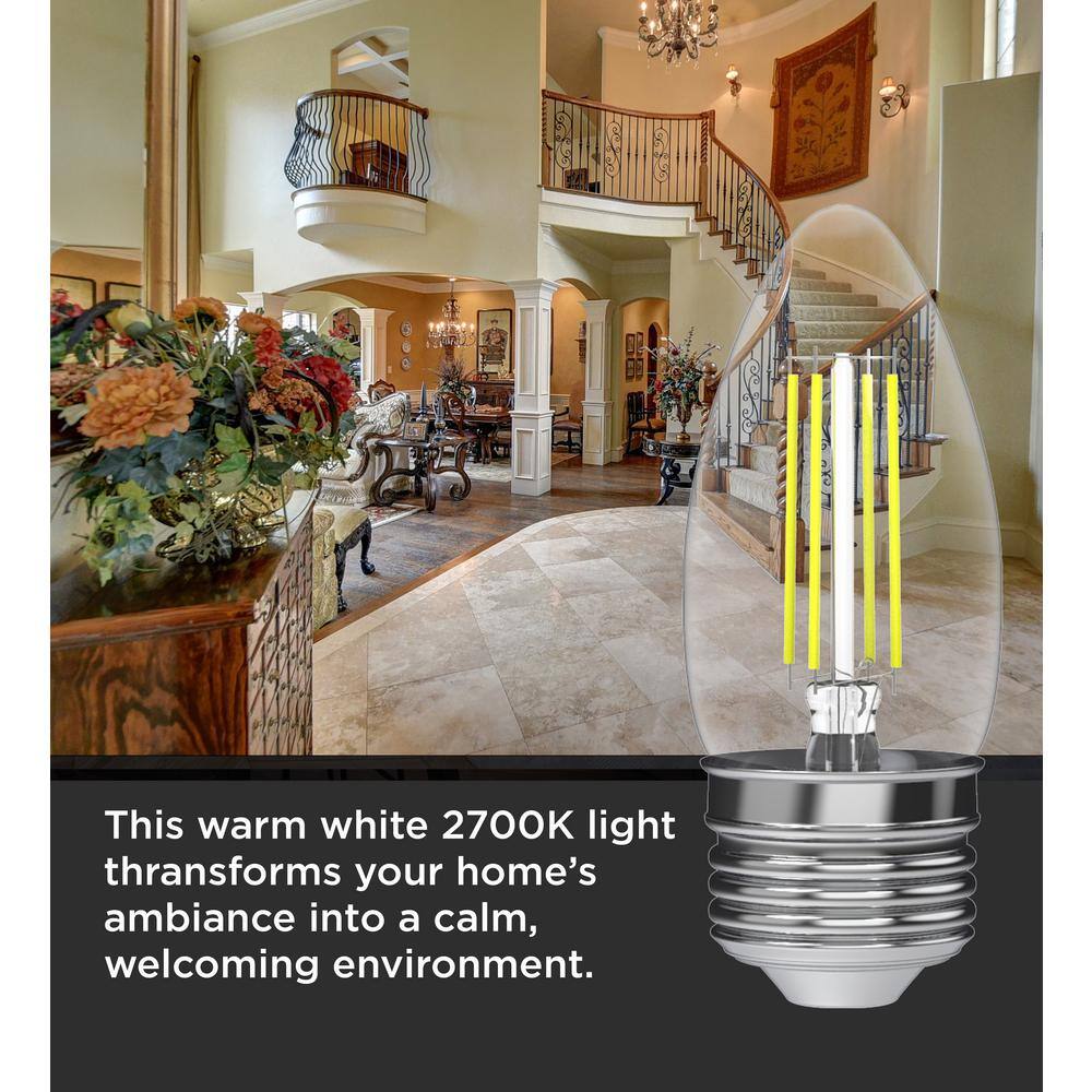 Viribright 35-Watt Equivalent (2700K) B10 Dimmable 90+ CRI Chandelier LED Light Bulb Warm White (6-Pack) 74552-6