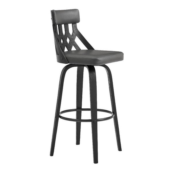 Swivel Bar Stool with Ornate Geometric Cut Out Back - 19 L x 19 W x 41 H Inches