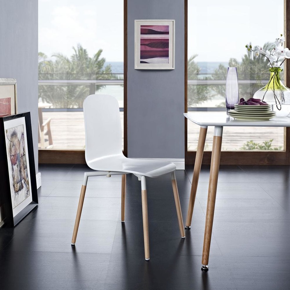 Modern White Stack Dining Wood Side Chair   Scandinavian   Dining Chairs   by BisonOffice  Houzz