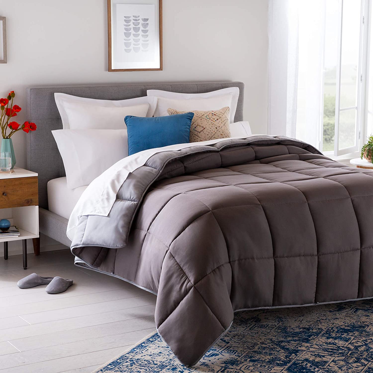 All-Season Quilted Comforter - Corner Duvet Tabs - Hypoallergenic - Plush Microfiber Fill - Machine Washable - Duvet Insert