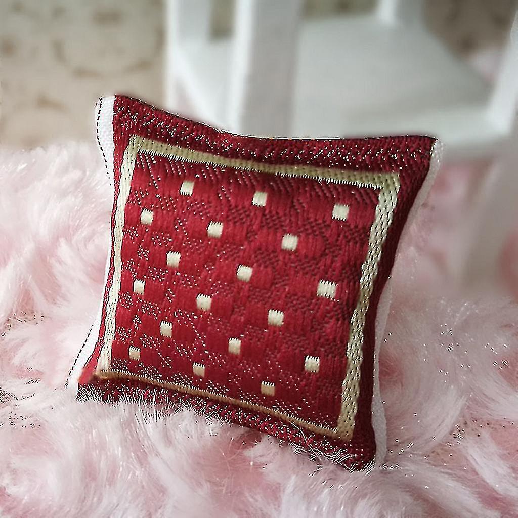 1/12 Scale Red Pillow Cushion For Doll House Sofa Couch Miniature Bedroom Furniture Accessories Deco