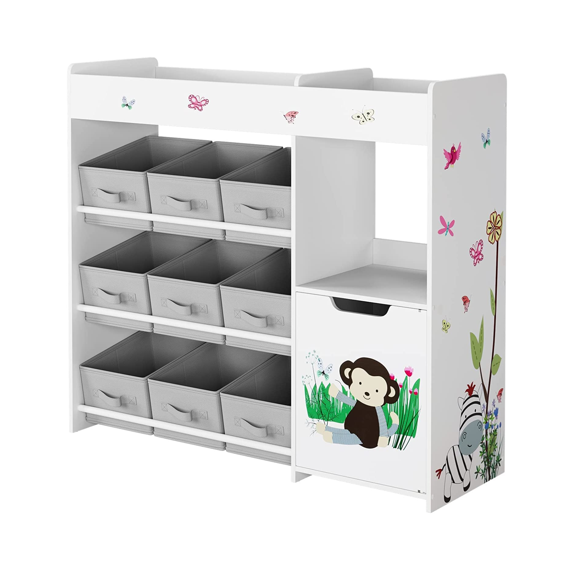 Kids Toy Storage Unit Toy Rack with Storage Boxes Bookshelf Rack Cabinet