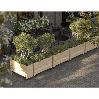 Ejoy 40 in. x 12 in. x 36 in. Solid Wood Mobile Planter Barrier in Unfinished Wood Color SolidWoodPlanter_40x36x12