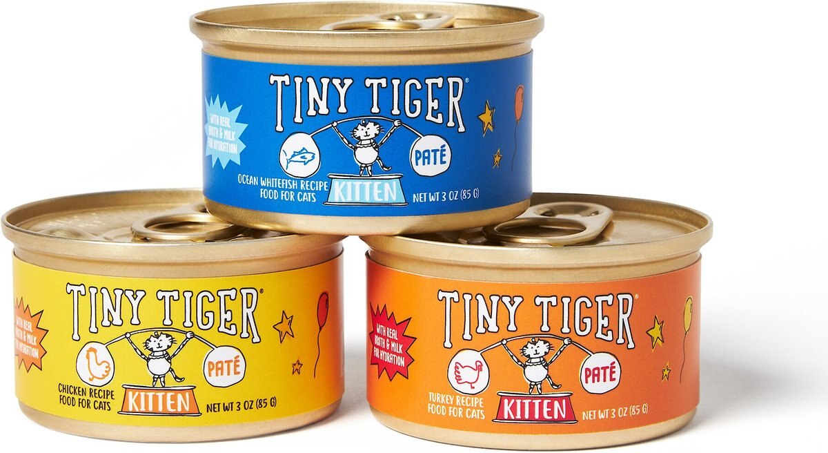 Tiny Tiger， Kitten Classic， Ocean Whitefish Pate Recipe， Canned Cat Food， 3oz，case of 24