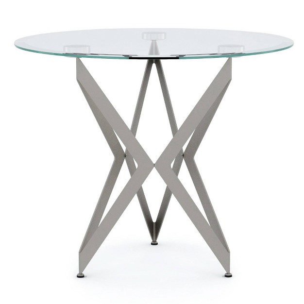 Braylyn Round Glass Top Contemporary End Table Champagne Mibasics