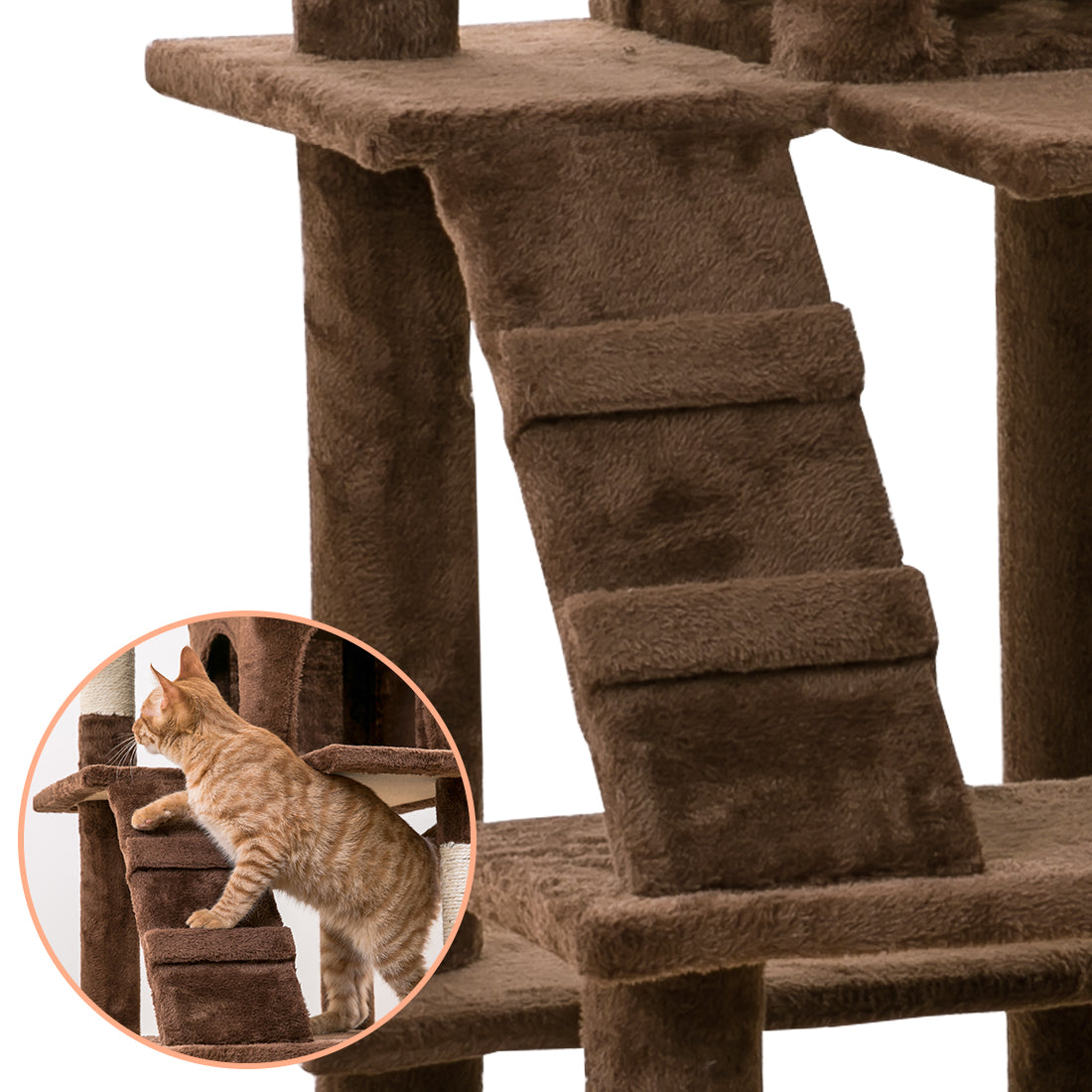 MWPO 63.8-in Multi-Level Cat Tree with Condo and Scratching Post Tower,Brown