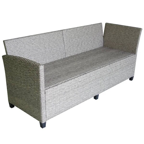 3 Piece Garden Lounge Set with Cushions Poly Rattan Gray - Overstock - 35109187