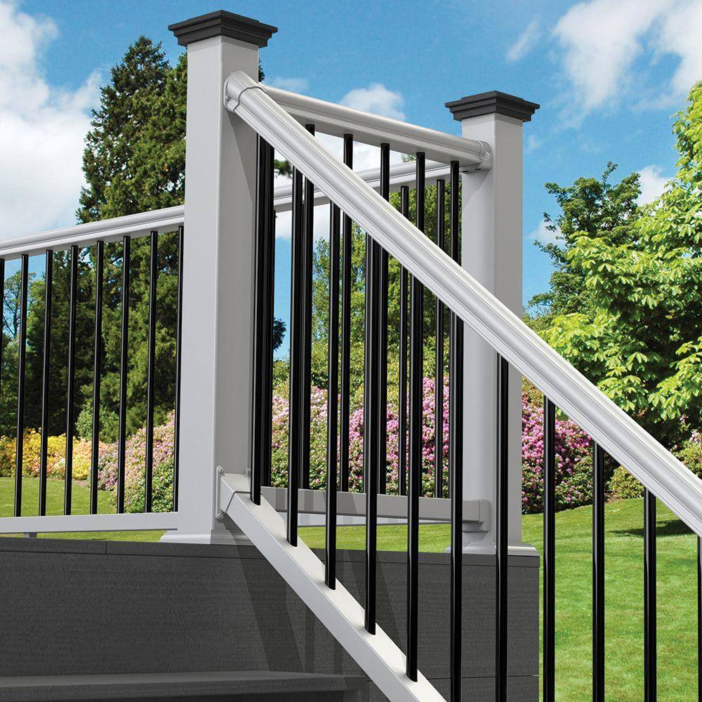 Veranda 6 ft. x 36 in. Traditional White PolyComposite Stair Railing Kit with Black Metal Balusters 73024861