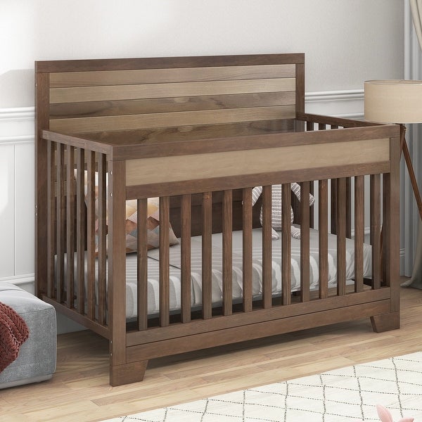 3 Pieces Nursery Sets Baby Crib and Changer Dreeser with Removable Changing Tray - - 37797197