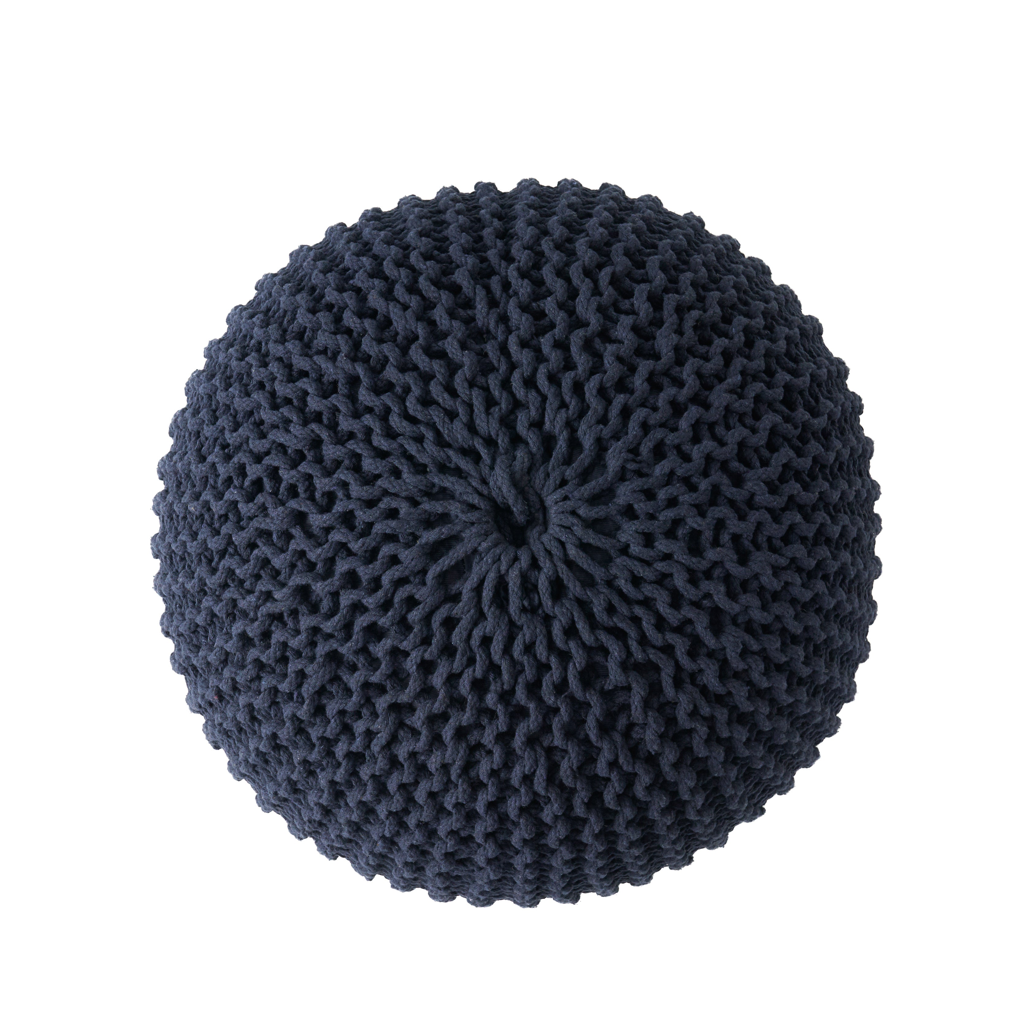 Barwick Modern Knitted Cotton Round Pouf