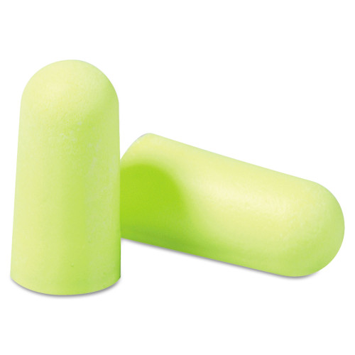 3M E-A-Rsoft Yellow Neon Soft Foam Earplugs， Cordless， Regular Size， 200 Pairs/Box (3121250)