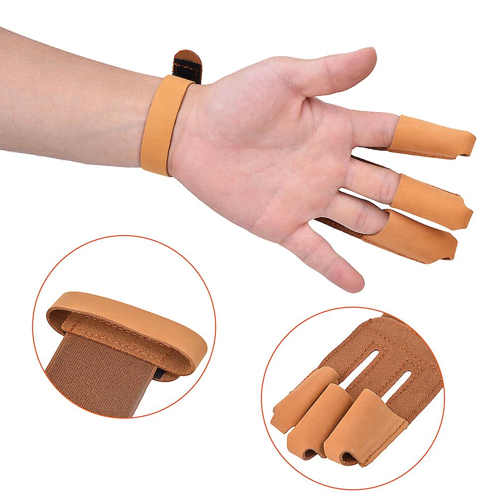 Artificial Cow Leather Archery 3 Finger Guard Protective Glove Finger Tab Protector For Recurve Longbow Hunting Shooting Accessory